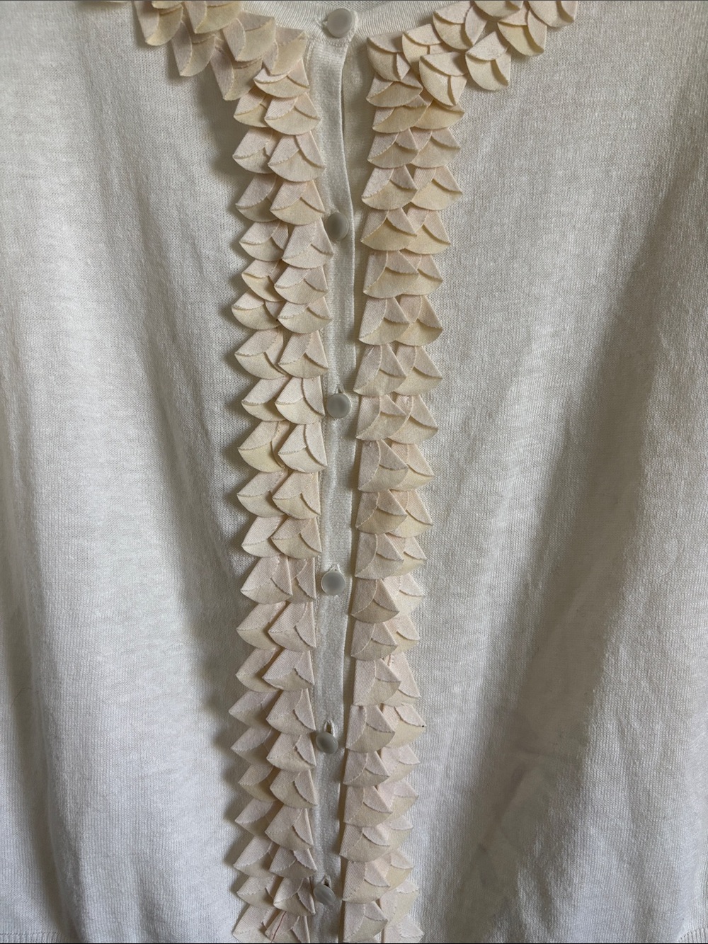 Ivory Ruffle Trim Button Cardigan - Picture 2 of 6